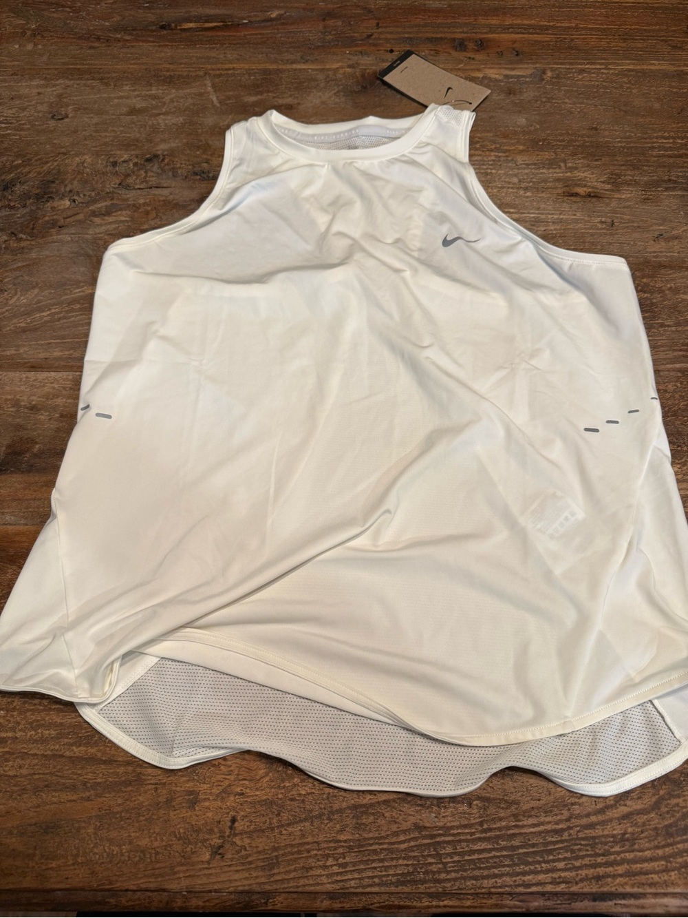 Nike Swift Dri-FIT Tank White Slim Fit Athletic Tank with Silver Swoosh